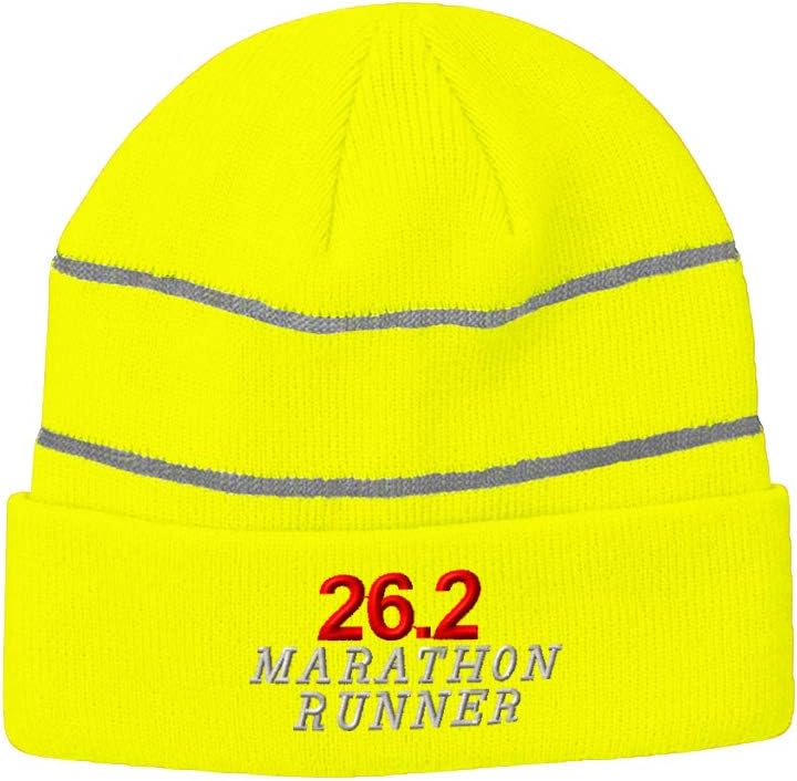 Reflective Beanie for Men & Women 26.2 Marathon Runner Run Embroidery 1 Size