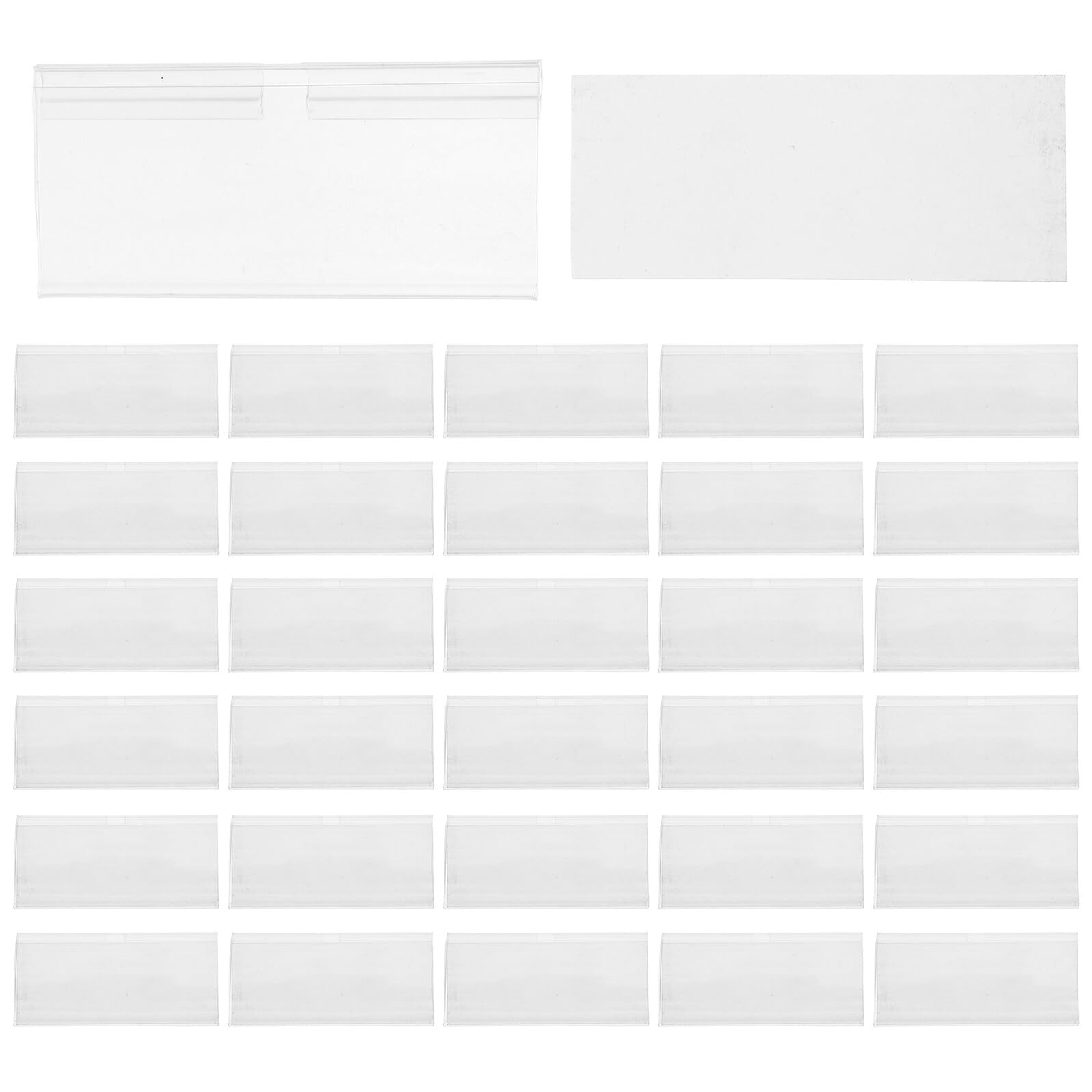 Hemobllo Lot de 100 sets de Porte-Étiquettes Transparents en Plastique 90X42 MM pour Rayonnages Métalliques avec 100 Inserts Papier pour Affichage Prix Supermarché et Organisation