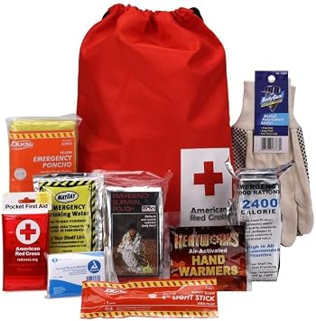 American Red Cross Officially Licensed Product, Car First Aid Survival Kit for Winter, 27 Piece Emergency Medical Supplies to Clean and Treat Minor Injuries, Keep Warm, and Signal for Help
