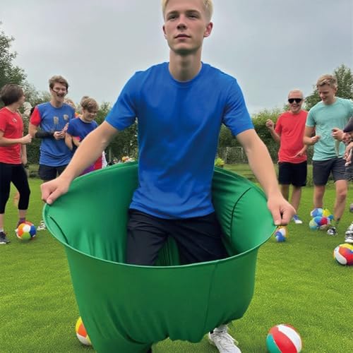 Granny Pants Yard Game Giant Pants Outdoor Game with Bouncy Balls and Pumps(Random Color) Fun Backyard Activity for Birthdays, BBQs, Beach (Blue+Rosered) — view 5