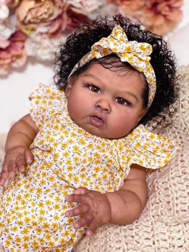 Muñeca Reborn Negra Realista 24 pulgadas miniatura 6