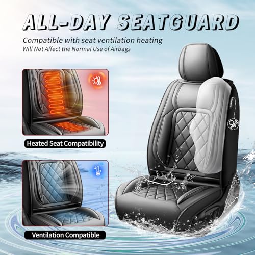 Image of Fit Equinox Car Seat Covers Compatible with Chevy Equinox 2011-2025 2026, Premium Leather Breathable, Wear Resistant, Airbag Compatible, All-Weather Protection & Full Coverage, Full Set Black