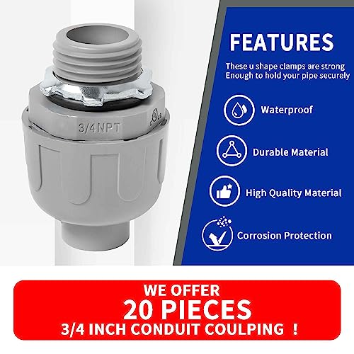 (3/4" Conduit Coupling 20 Pack) Yariwiz 3/4 Plastic Liquid Tight Conduit Coupling
