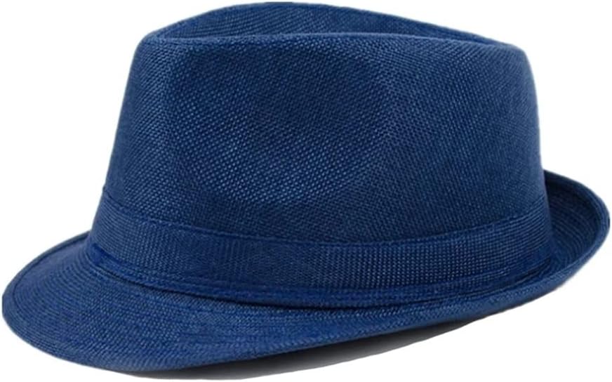 VIDI Men Fedora Hats Classic Solid Linen Jazz Cap Male Khaki Brand Spring Plain Outdoor Beach Hat