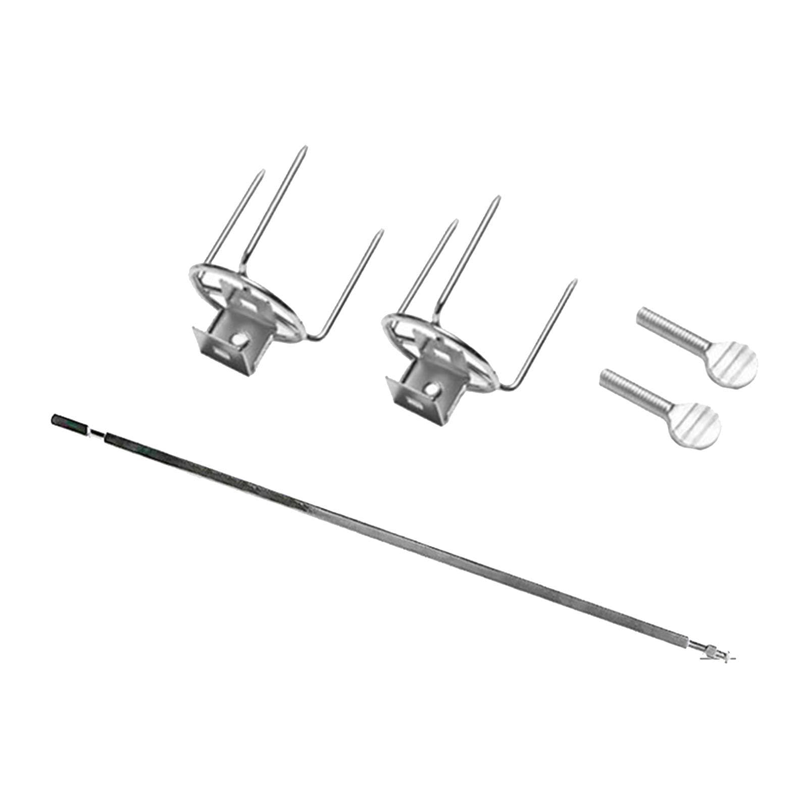Drehbarer Hähnchenspieß mit Gabel, Grillrost, Hähnchenspieße, Kochwerkzeug, Drehspieß Set für Grill Und Terrasse, 34 cm