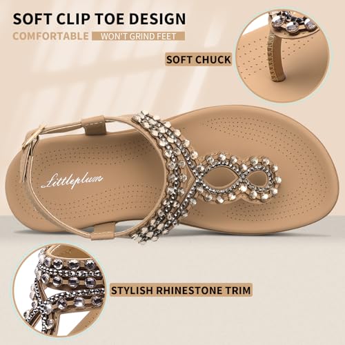Image of Littleplum Womens Sandals Comfort Arch Support Sandals Summer Walking Shoes Casual Ankle Elastic Flip Flops Shoes