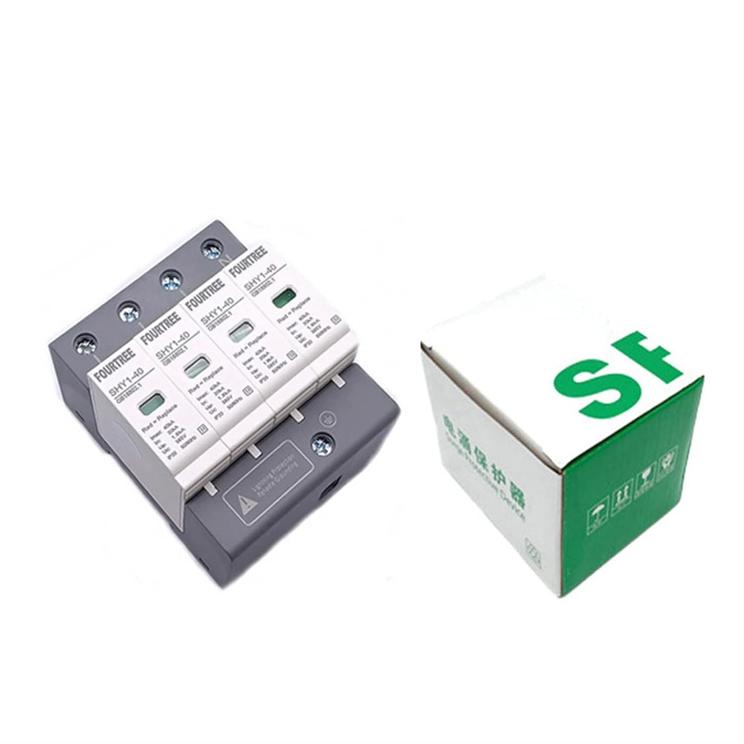Surge Protective Device SPD AC 3P+N 20~40KA 30KA~60KA 385V 420V House Lightning Protection Arrester Low-Voltage Protector (Color : 4P 385V AC, Size : 20-40KA)