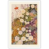 Colorful Wildflower Canvas Wall Art Vintage Floral Botanical Poster Japanese Abstract Pastoral Flower Exhibition Prints Painting For Living Room Bedroom Apartment Wall Decor 12x16in Unframed