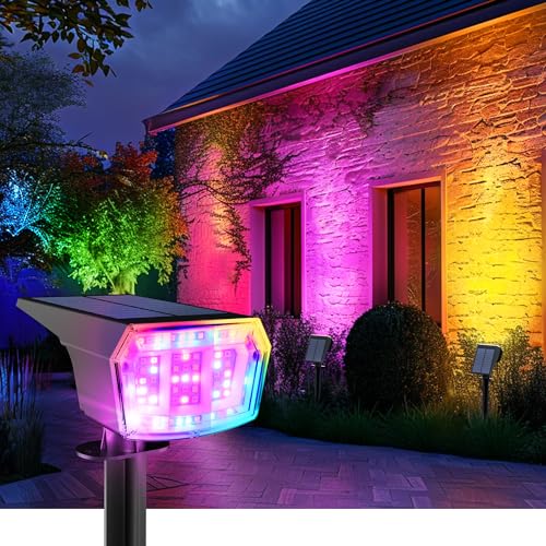 AUDERWIN Solar Spot Lights Outdoor Waterproof, 4 Packs, RGB by AUDERWIN - Used condition - US$37.99