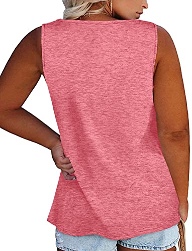 Image of Womens Plus Size Tank Tops Summer Button Down Henley Shirts Sleeveless Tops