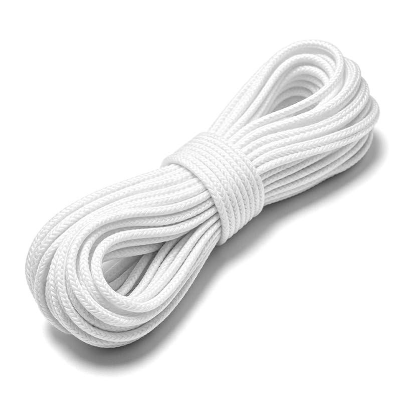 Nylon Rope, Braided Cord for Crafting Camping Binding - 4mm x 10m 8mmx10m White