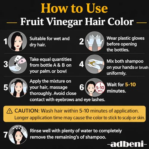 Image of Adbeni Fruit Vinegar Hair Colour Black Ammonia Free | Natural Hair Dye for Men & Women | No Harsh PPD, Long-Lasting Color | Plant Extraction | Grey Coverage | 500ml Black With Scalp Massager