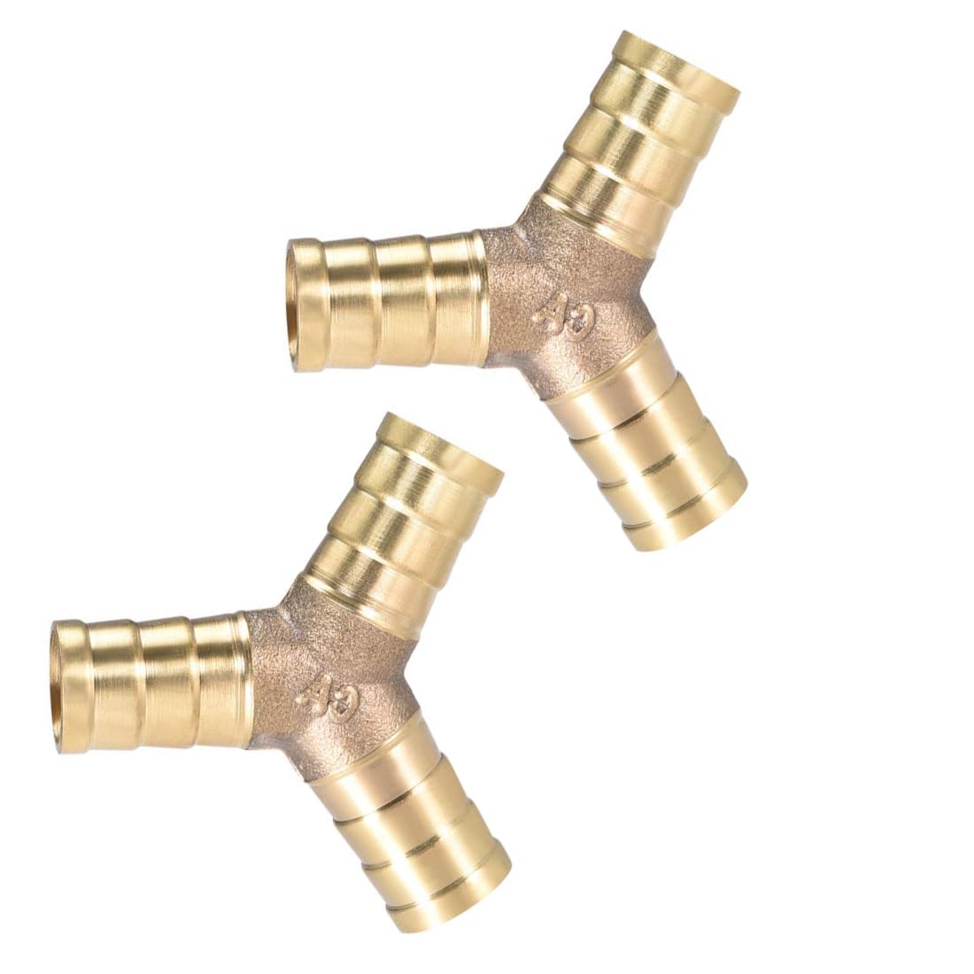 Unifizz 12mm or 1/2" Brass Barb Hose Fitting Y Shape 3 Way Connector Barbed Splitter Fitting Splicer for Water Fuel Air 2pcs
