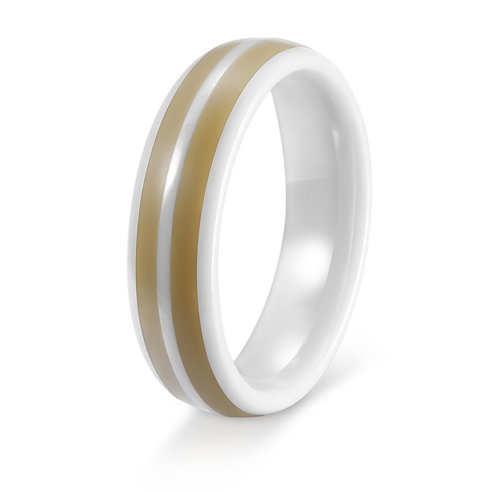 Anillo para mujer y hombre, cerámica, anillo de boda, compromiso, grano de madera, resina epoxi doble de 6 mm, ancho