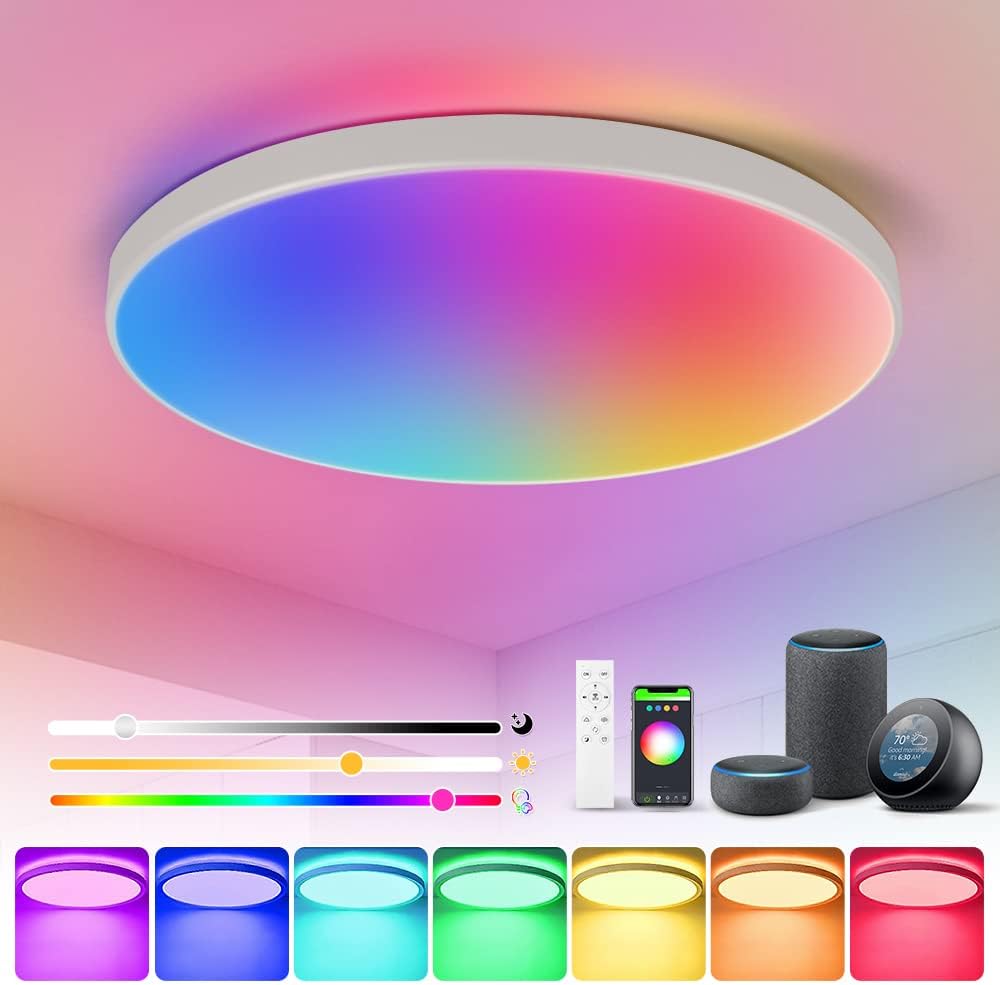 CHENBEN LED Ceiling Light 24W Smart Ceiling Light RGB with Remote