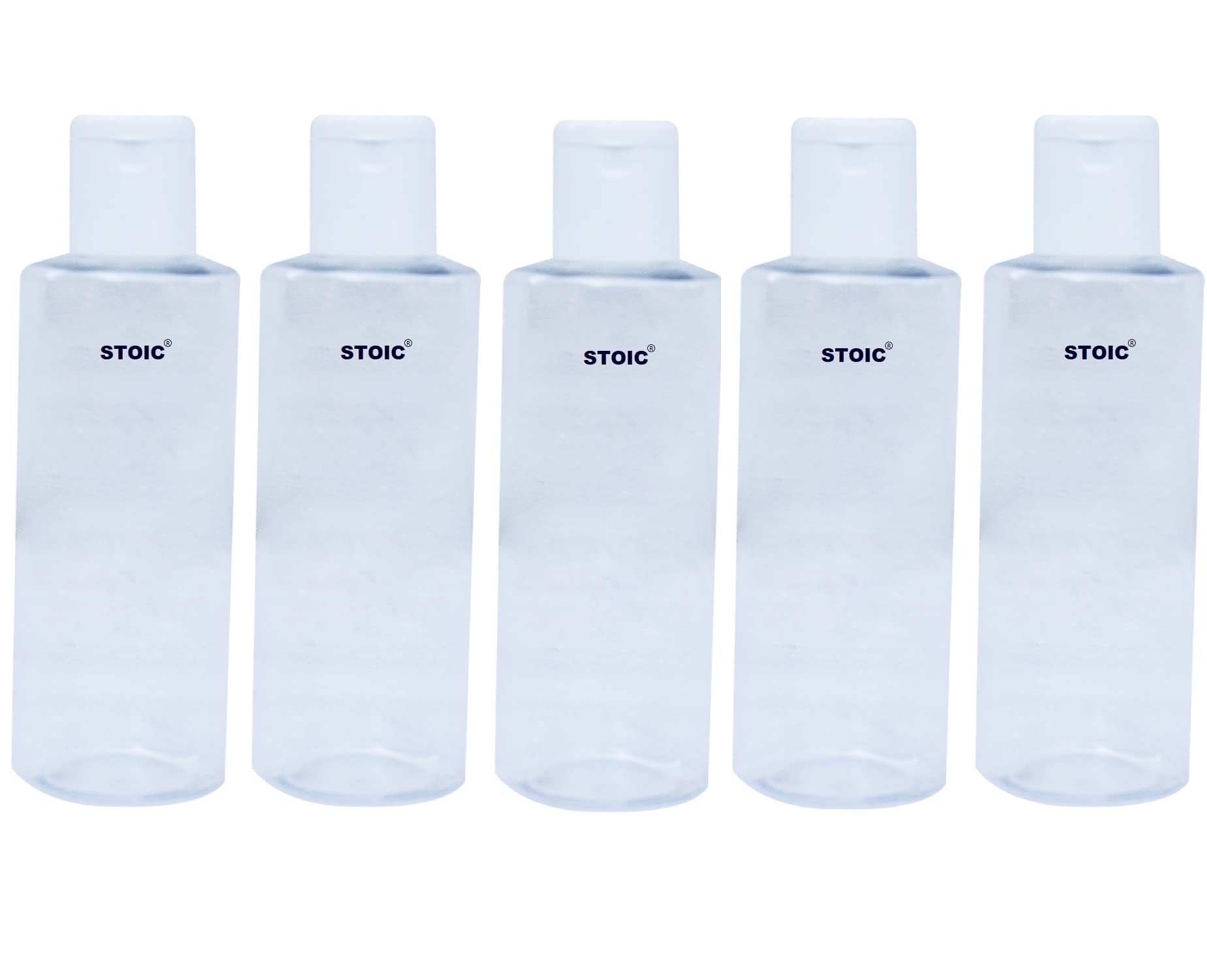 STOIC 200ml Refillable Empty Clear Plastic Sample Mini Bottle With Flip Caps For Fine Drop Liquid Atomizer Sanitizer Air Travel Loations Beauty Makeup (Pack of 5)-picture-26