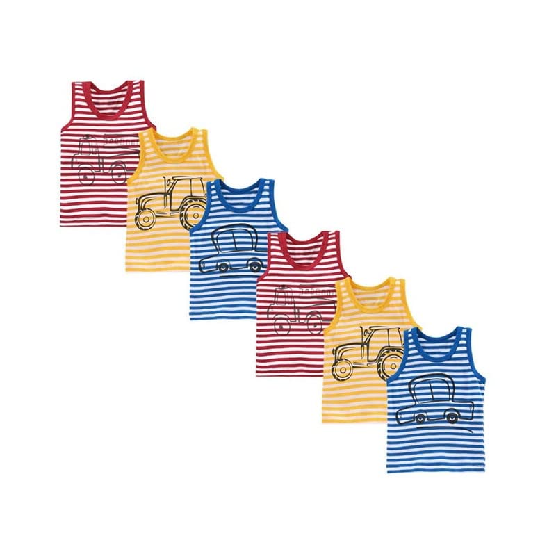 Kike Baby Products Born Baby's Combed Cotton Regular Fit Half Sleeve Cartoon Printed Undershirt Hosiery Vest Top Underwear Undershirt ganji Pack of 6