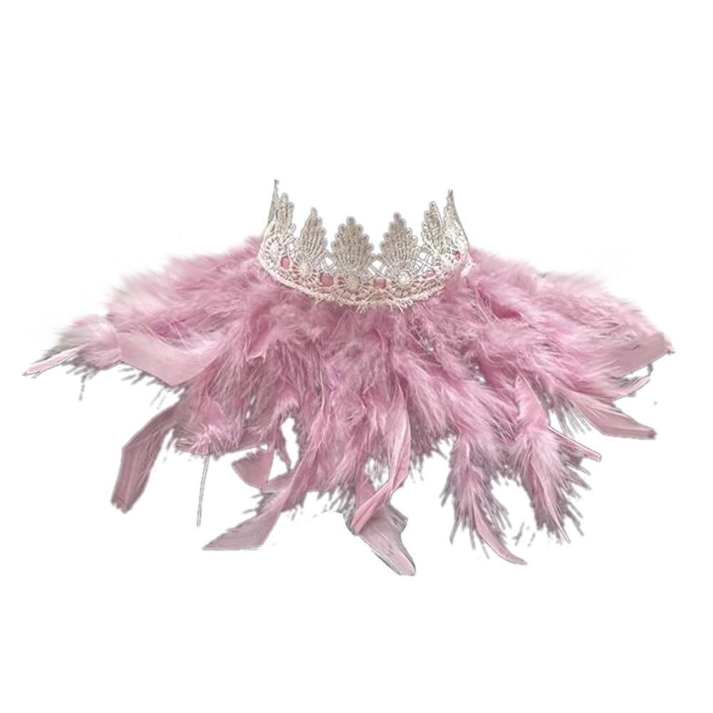 Uposao Feather Collar Shawl Feather Choker Cloak Natural Feather Collar Props For Cosplay Party Performance Model Walk Halloween Ball Feather Collar Shawl Props