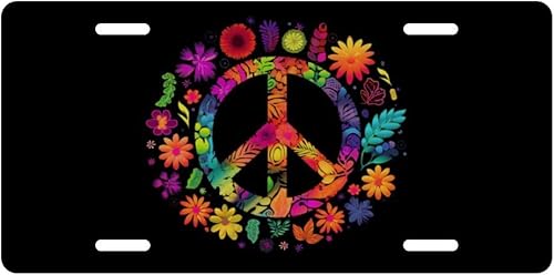 Placa decorativa para automóvil con diseño de flores de colores, etiqueta de tocador, placa de metal para automóvil, placa de aluminio novedosa para