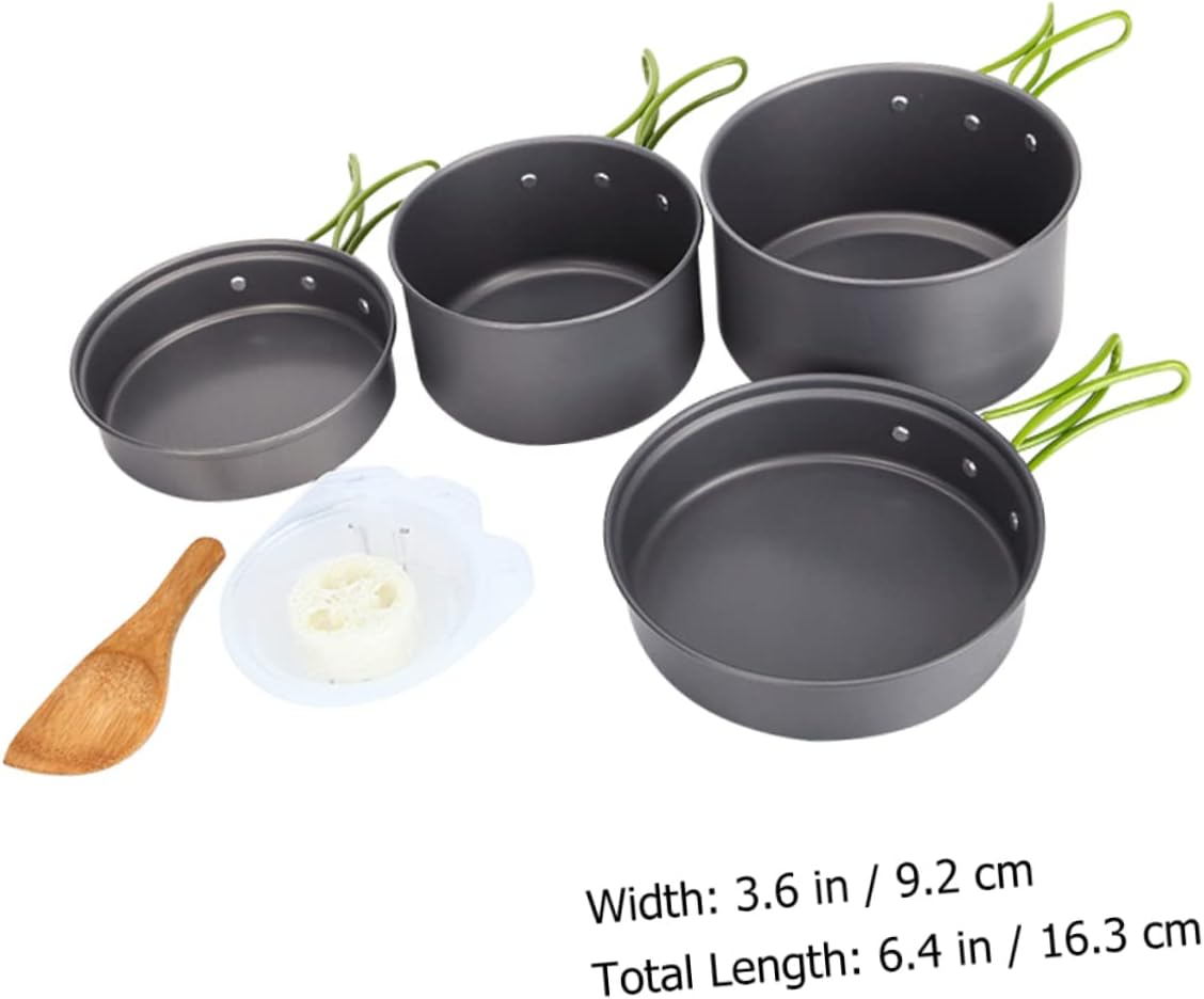 1set Camping Cookware People Portable Outdoor Fryer and Stockpot for Hiking Picnics and Backpacking Adventures