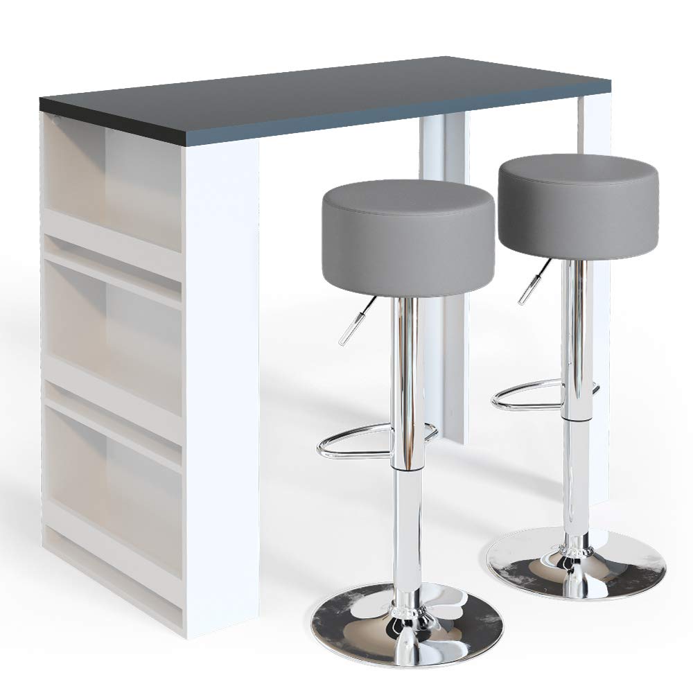 Vicco Set de Mesa de Bar, Blanco/Gris, 57 x 117 cm con 2 taburetes de Bar, Apto como Zona de Comedor Adicional en la Cocina o en el salón