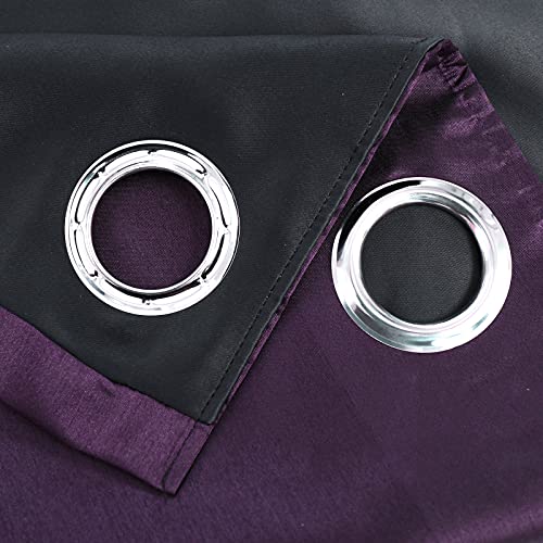 Image of GYROHOME Extra Long Curtains 120 Inch Long for Loft,Faux Silk Blackout Curtains Fully Lined Solid Window Treatment Drapes (2Panel,52x120inch,Purple)
