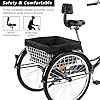 Jacgood 7 Speed 3 Wheel Adult Tricycle, 24 inch 3 Wheeled Bike for Seniors, Women, Men, Cruise Trike Bike with Shopping Basket and Lock, Adjustable Seat, Multiple Colors. #3