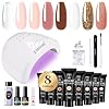 ROSALIND Gel Estensione per Unghie kit Completo, 8 Colore*10ml Poly Nail Gel Kit con 48W UV/LED Lampada, Primer Base&Top Coat, DIY Nail Art per Principiante, Professionale e Salone