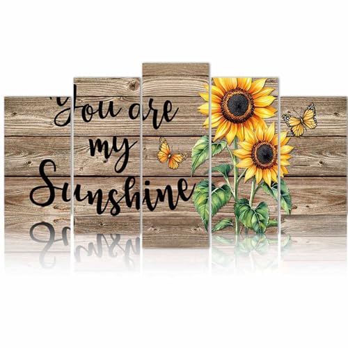 Shine-Home 5 Piece Wall Art, Sunflower Yellow Canvas for Painting