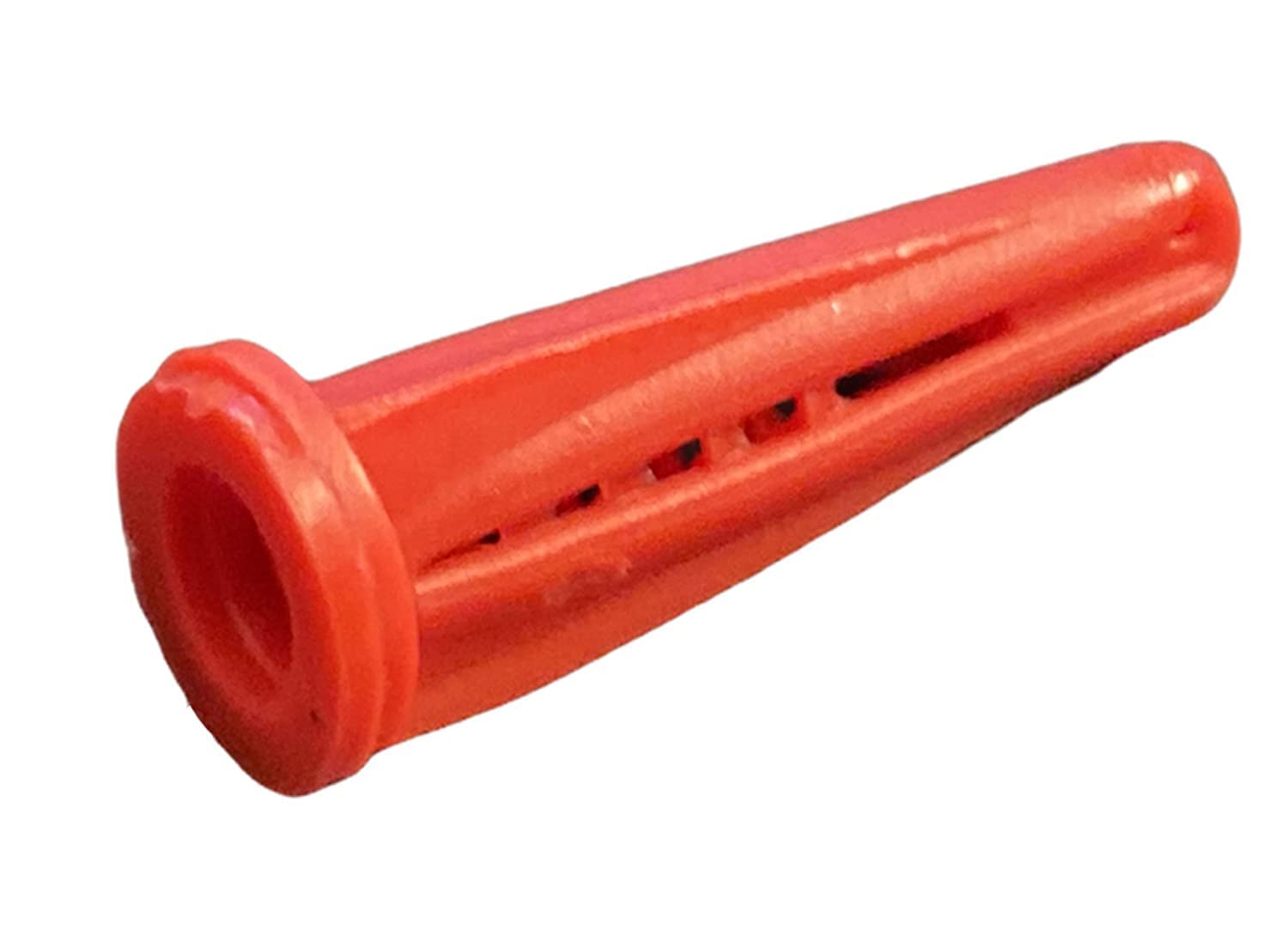 Cantidad de 100 anclajes de pared de plástico cónicos rojos, uso con tornillos #4, 6 y #8