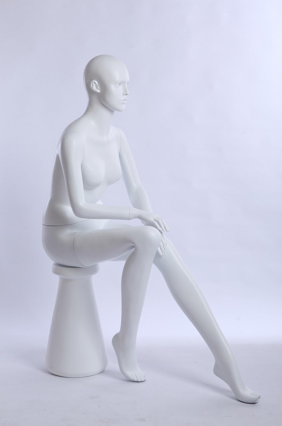 Euroton A5-6 Abstract Display Mannequin in Sitting Position, Matte White, Female