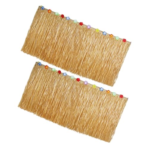 Unomor 2 Pack Table Skirt Soft and Comfortable Hawaiian Grass Skirt Beach Party Decorations