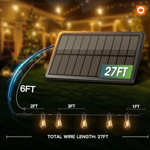 Image of addlon 33FT(27+6) Solar String Lights Outdoor, Last 20+ Hrs, USB Charging