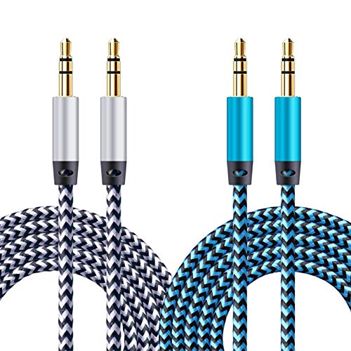 Aux Cable, CableLovers 2 Pack 5FT Nylon Braided Hi-Fi Sound Quality Audio Cable 3.5MM Male to Male Auxiliary Audio Cord for Car Stereos, iPhone, iPad, Beats Solo 2 3 Headphones, Samsung Galaxy
