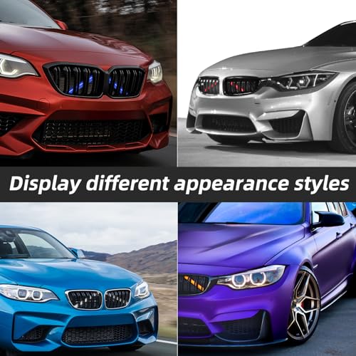 Image of AggAuto Grille Inserts Stripes Compatible With BMW F20 F30 2011-2021 328i /320i /335i /428i, Red & Blue Grill Insert Accessories Compatible With 1 /2 /3 /4 /5 Series F21 /F22 /F23 /F45 /F46 /F31 /F32 /F33 /F34 /F36