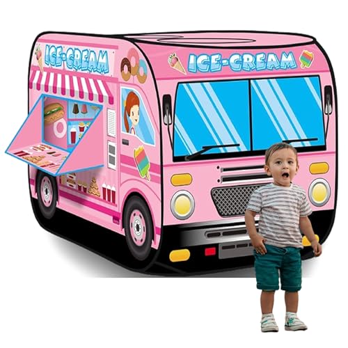 Pop Up Tent Kids:Ice Cream Truck Tent,Pop Up for Kids,Kids Play Without Installation,Suitable for 2-3 Children&for Ages 3+,Kid Play Tent Indoor for Kid Gift