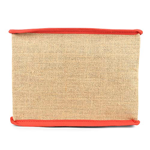 Image of DOUBLE R BAGS Laminated Jute Reusable Shopping Bags, Unisex-Adult, Shopper Tote, Vegetable Lunch Carry Bag With Full Handles Multi-Purpose Bag Stylish Designs (Red) Pack Of 1