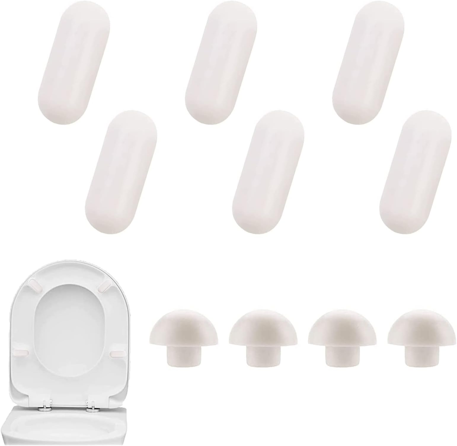 KARELLS Toilet Seat Buffer, Universal Plastic Toilet Seat Buffer, Pack of 10, White, Oval