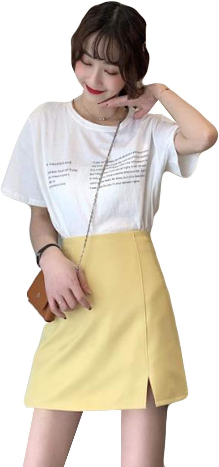 Amazon.co.jp: [AOZUO] 半スカート レディース スリット ハイウエスト  