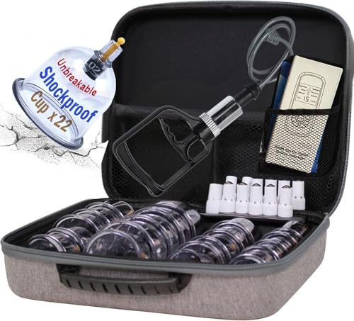 Cupping Therapy Set 22 Cups Large Size V2.0 for Women Men Vacuum Cup for Body Muscle Back Pain Relief Massage Suck Cellulite Suction Device Cups Cupping Therapy Set Bag