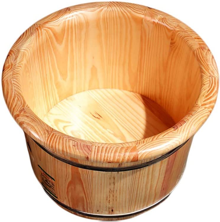 Bañera para pies doméstica de madera maciza, barril para lavado de pies, barril de espuma gruesa para spa y masaje de pies (Color: 26 cm sin tapa) miniatura 1