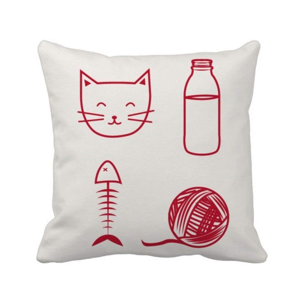 Housse de coussin laine poisson et chat carré taie décoration salon canapé