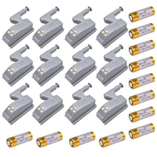 Image of LiXiongBao 12 Pack Hinge LED Sensor Light -Smart Touch Induction Cabinet Light for Kitchen Cabinet Cupboard Closet Night Lights, Living Room /Bedroom /Wardrobe Night Lights(Cool White)