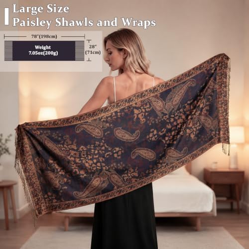 YuiFiare Reversible Paisley Shawl, Large Soft Scarf Wrap for Women — view 6