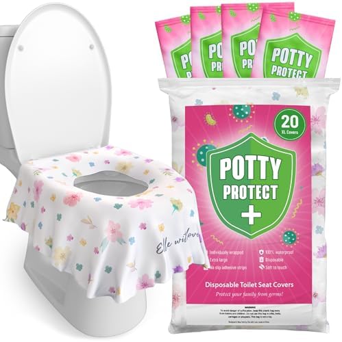 Eli with Love 20 Pack Extra Large Disposable Toilet Seat Cover (Floral) โ Toddler Toilet Covers for Full Coverage On Toilet or Potty โ Ideal Travel Toilet Seat Covers for Kids and Adults