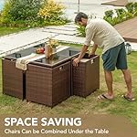 Devoko 9 Pieces Patio Dining Sets Outdoor Space Saving Rattan Chairs with Glass Table Patio Furniture Sets Cushioned Seating and Back Sectional Conversation Set (Beige) - Image 4