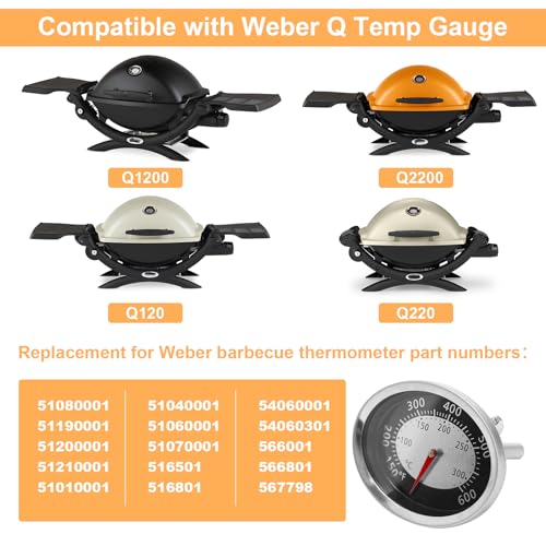 Image of 60070 Grill Temperature Gauge Fit for Weber 60070 Oval Q Thermometer