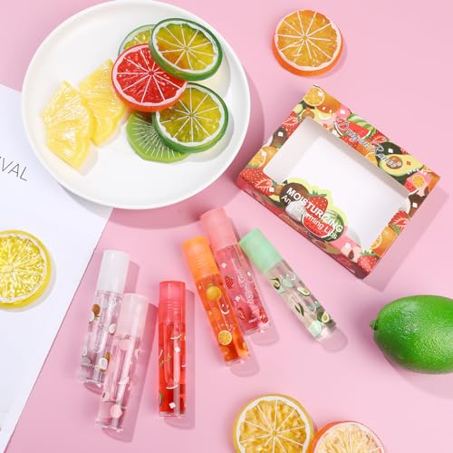 6 Pieces Roll-on Fruit Lip Oil Set,Moisturizing Lip Gloss Oil Set, Transparent Plumping Liquid Lipstick for Women and Girls Lip Care (Strawberry,Watermelon,Honey peach,Orange,Avocado,Coconut) - Image 8