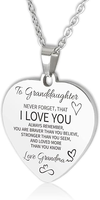HAYOUWAY Daughter Necklace Gifts with Message from Mum Dad, Granddaughter Necklace Love Heart Necklace Inspirational Mother Daughter Necklace Gifts for Women Teen Girls on Birthday Wedding Anniversary