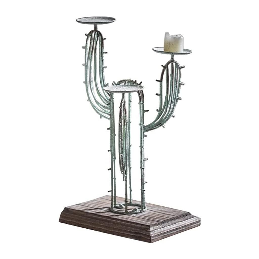Candelabra 3 Arms Candelabra Metal Candle Holder Cactus Sculpture Decorative Candle Holders for Table Centerpiece